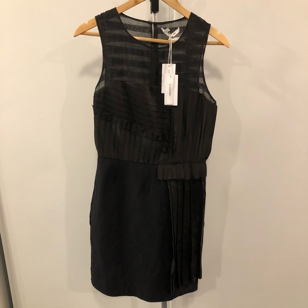 NWT 10 Crosby Derek Lam Black w Leather Dress 6